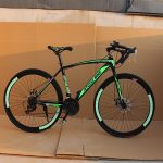 Carbon Steel 26'' Spoke Wheels Green Bike With 21 Speeds