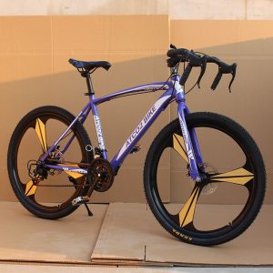 Carbon Steel 26'' 3 Knife Wheels Purple Bike With 21 Speeds