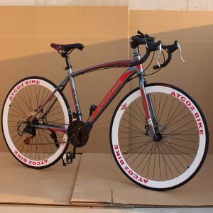 Carbon Steel 26'' Spoke Wheels Bike With 21 Speeds Red / Grey